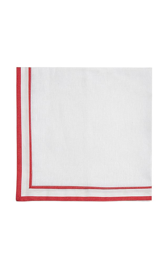Gohar World Gohar World - Set-of-Two Striped Cotton-Linen Dinner Napkins - Red - Moda Operandi