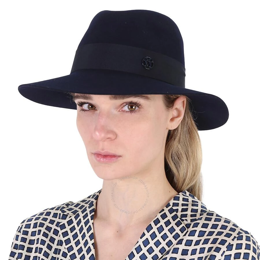 MAISON MICHEL Ladies Navy Henrietta Wool Felt Fedora Hat 2
