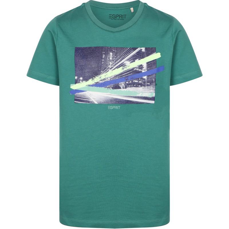 Esprit Abstract center print short sleeved t shirt in green