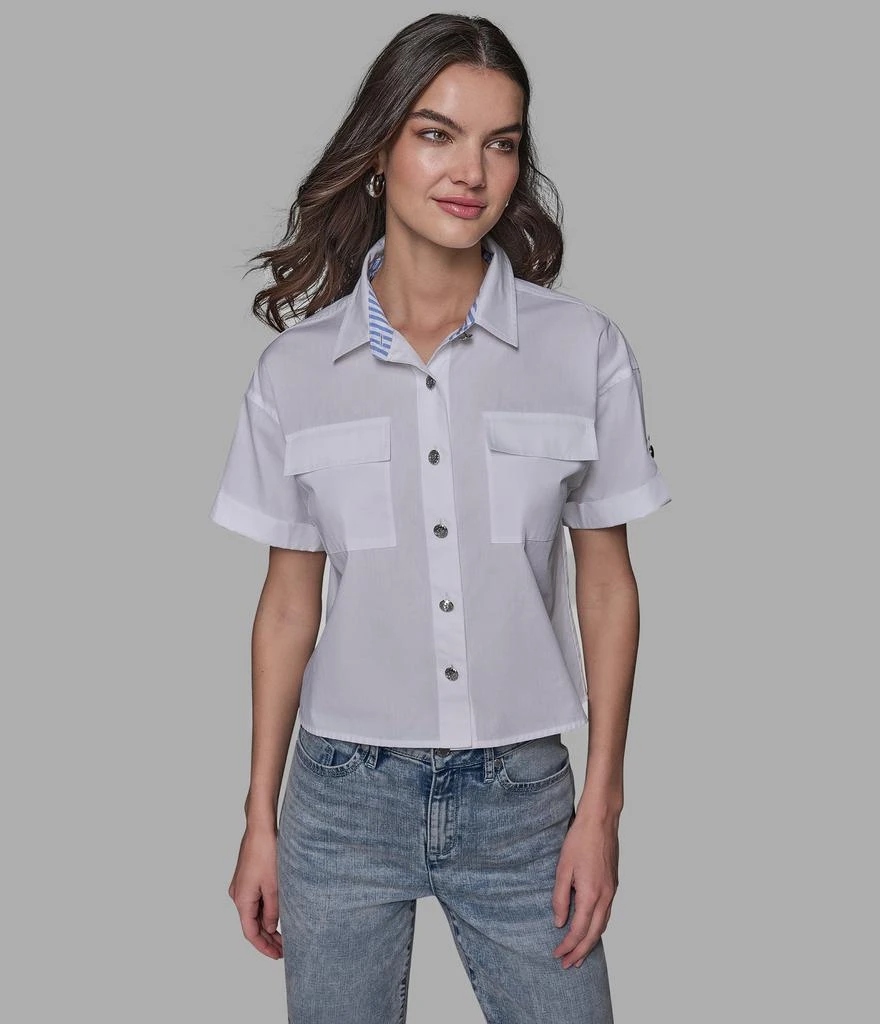Karl Lagerfeld Paris POPLIN BUTTON FRONT TOP 1