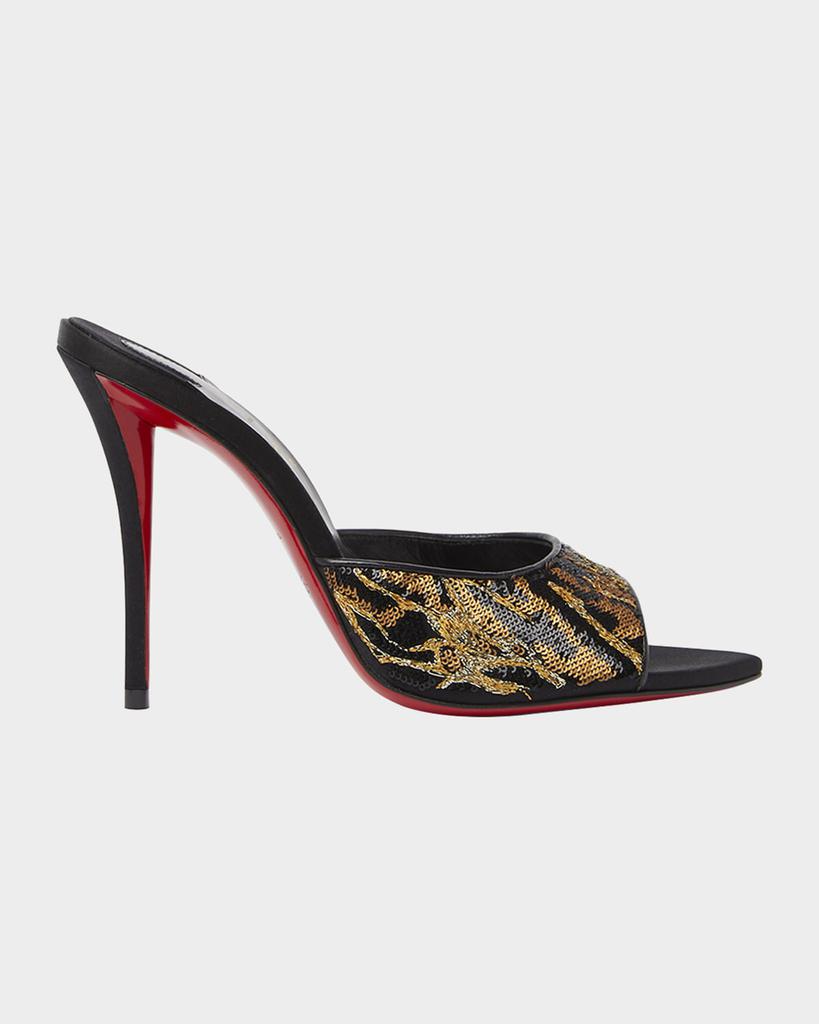 Christian Louboutin Miss Z Sequin Animal Red Sole Mules