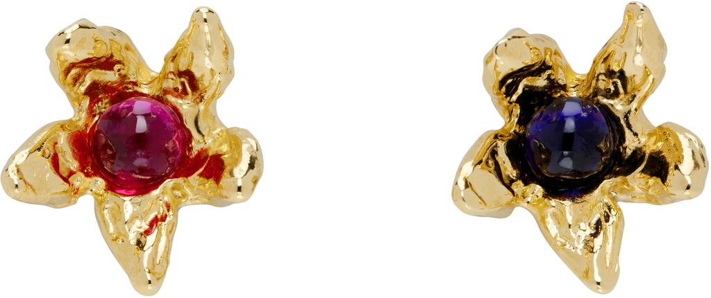 CHOPOVA LOWENA Gold Claw Flower Stud Earrings
