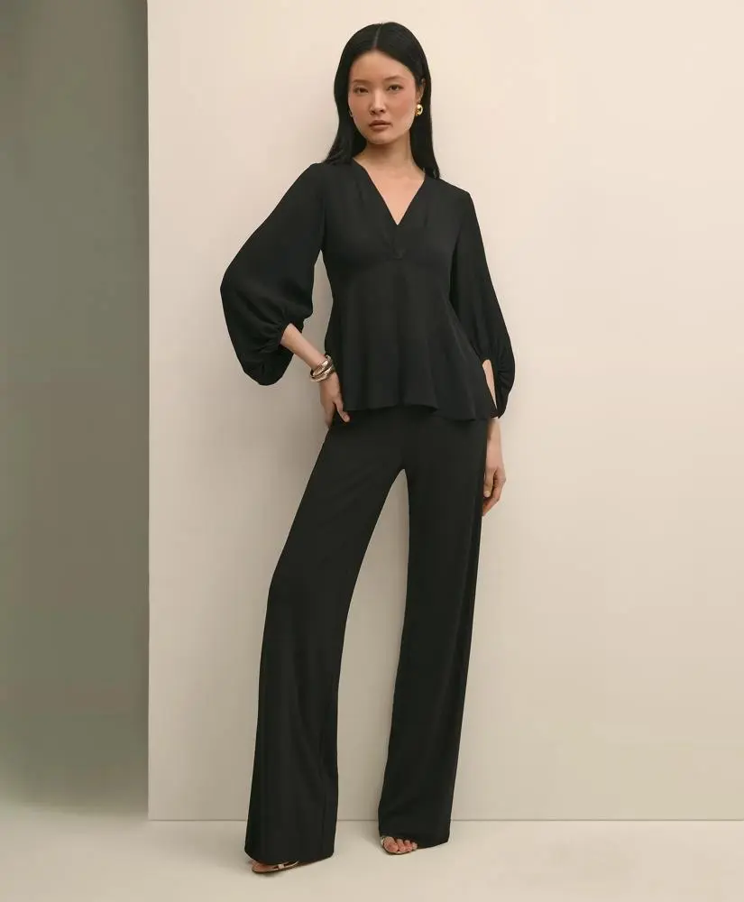 Brooks Brothers Crepe V-Neck Peplum Blouse 2