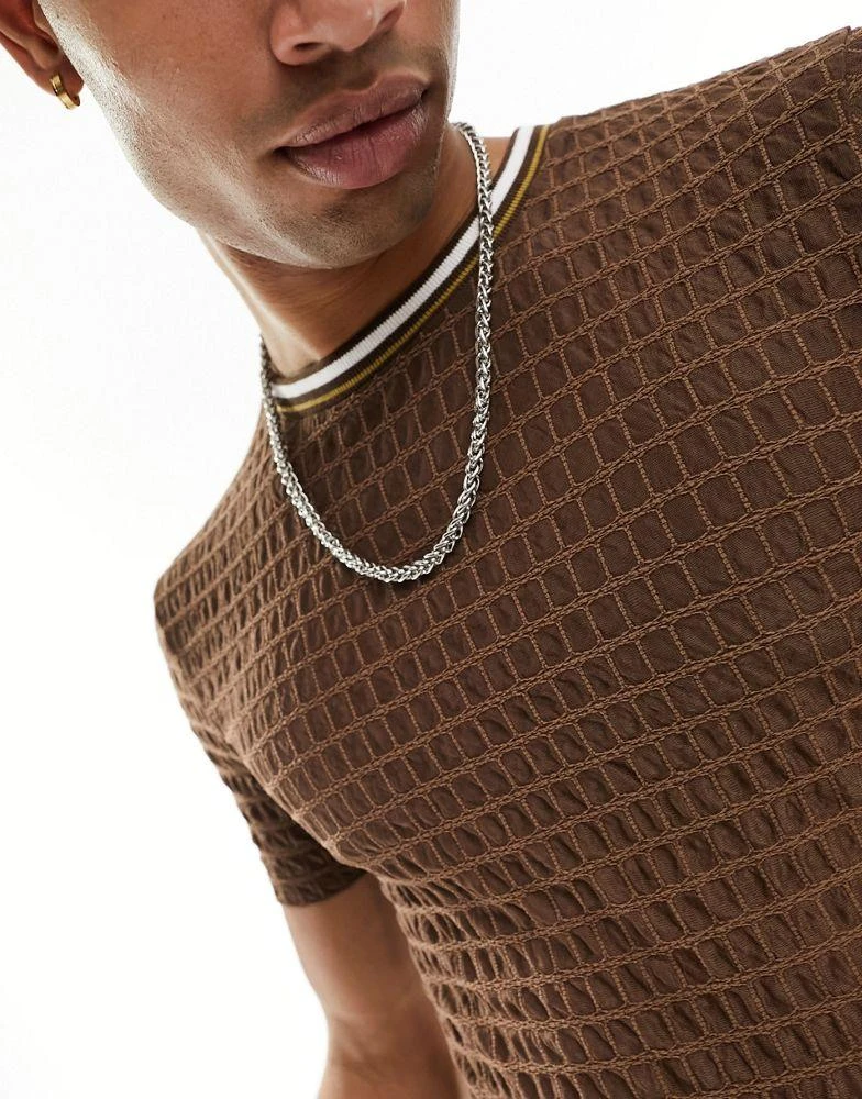 ASOS ASOS DESIGN muscle fit t-shirt in sheer texture with ringer detail 2