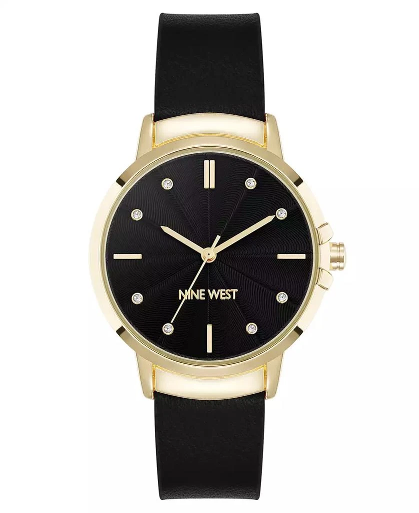 Nine West Gold-Tone Watch with Black Dial Nine West Quartz Everyday Rectangular Black and Gold Tone  main image 4