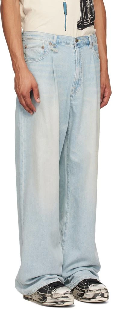 R13 Blue Damon Pleated Wide Leg Jeans 2