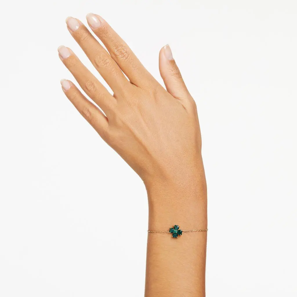 Swarovski Idyllia bracelet mixed cuts clover green gold-tone plated 5
