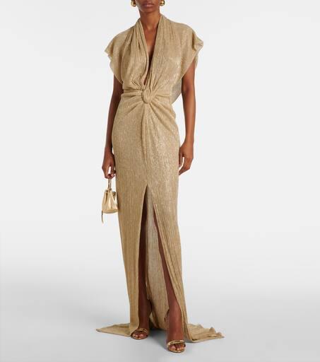 Costarellos Eva draped lamé gown