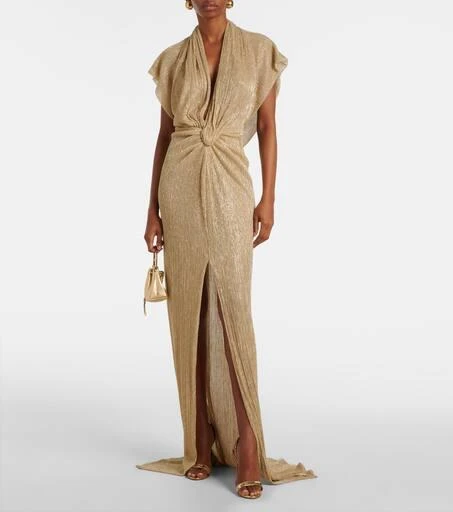 Costarellos Eva draped lamé gown 2