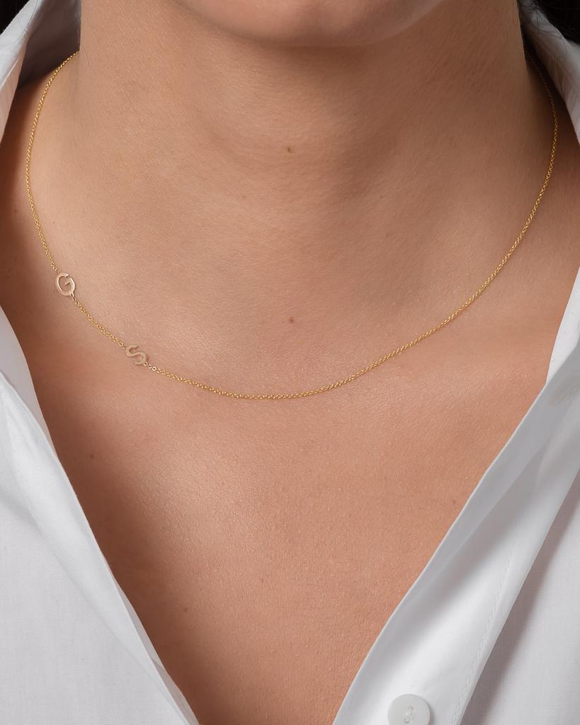 Zoe Lev 14k Personalized 2-Initial Asymmetric Necklace