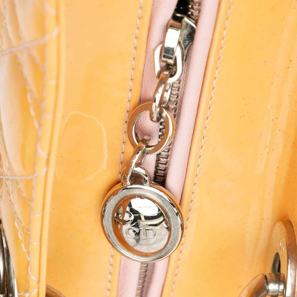 Dior Dior Yellow Medium Patent Cannage Lady Dior Tote Bag 5
