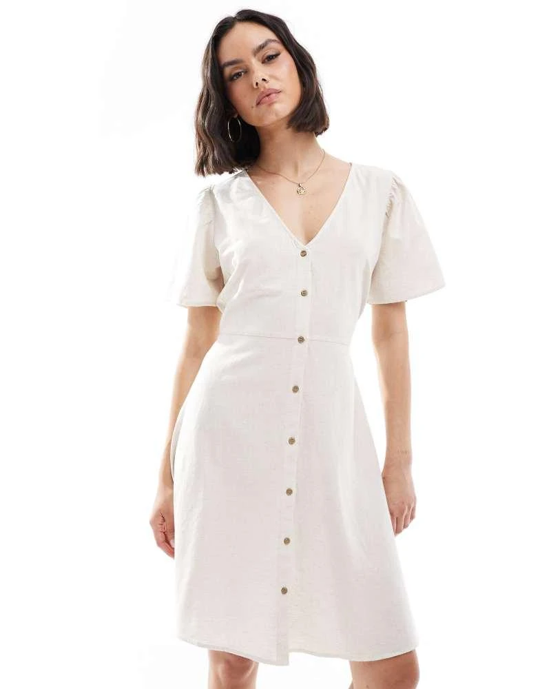 ONLY ONLY linen blend mini dress in stone - Dresses & Skirts - BeyondStyle