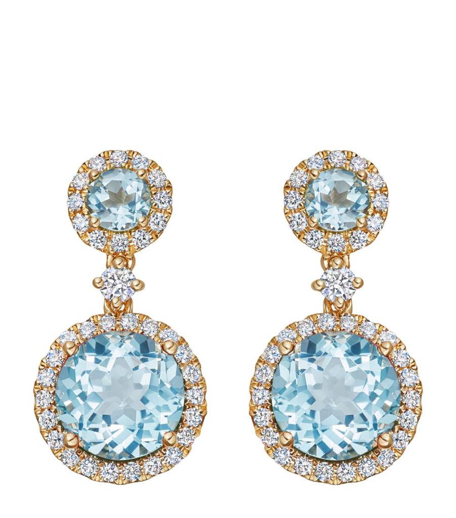 Kiki McDonough Yellow Gold, Diamond and Blue Topaz Grace Drop Earrings