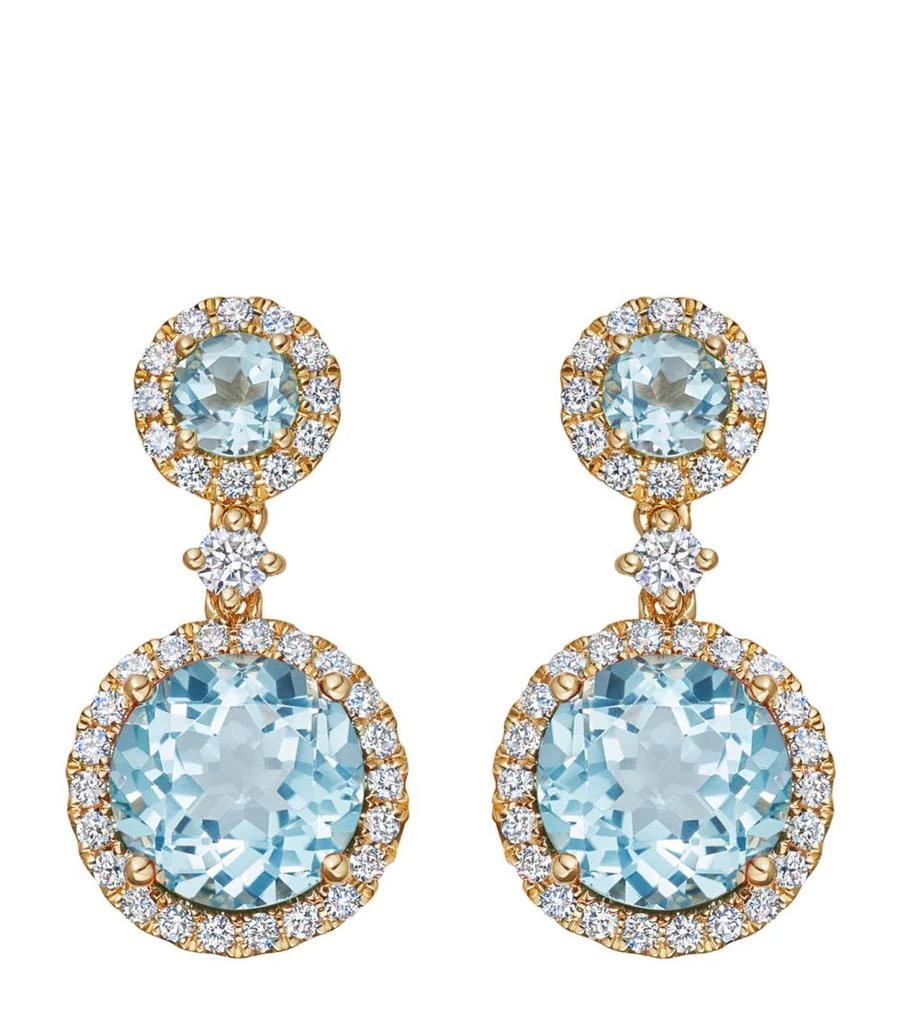 Kiki McDonough Yellow Gold, Diamond and Blue Topaz Grace Drop Earrings 1