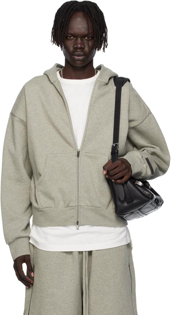 Essentials Gray Classic Fit Fleece Zip-Up Hoodie