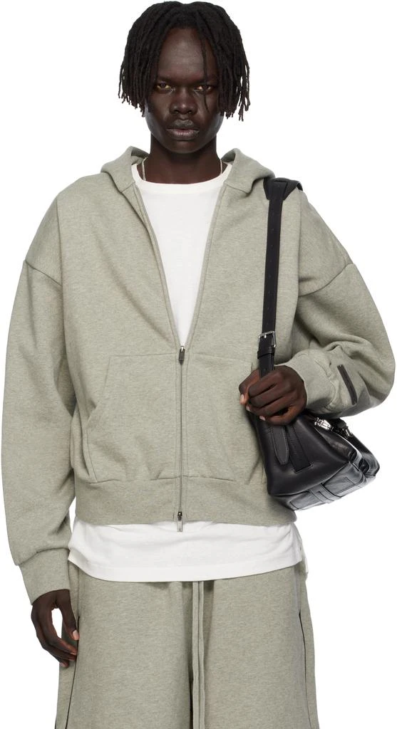 Essentials Gray Classic Fit Fleece Zip-Up Hoodie 1