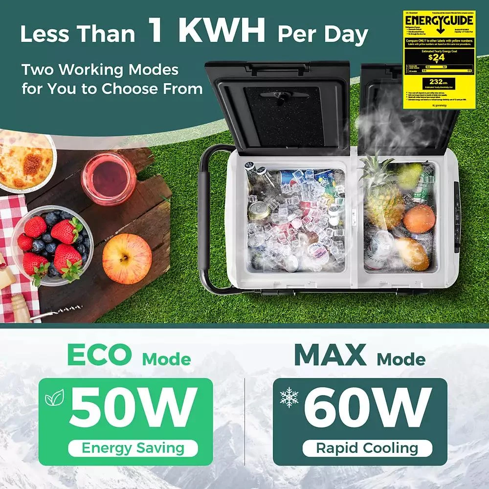 GOUUN Dual Zone 12V Car Refrigerator for Vehicles Camping Travel Truck RV Boat Outdoor and Home Use-Black 7