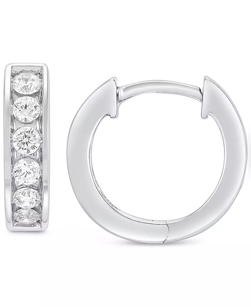 Grown With Love Men's Lab Grown Diamond Small Huggie Hoop Earrings (1/2 ct. t.w.) in 10 White Gold, 1/2"