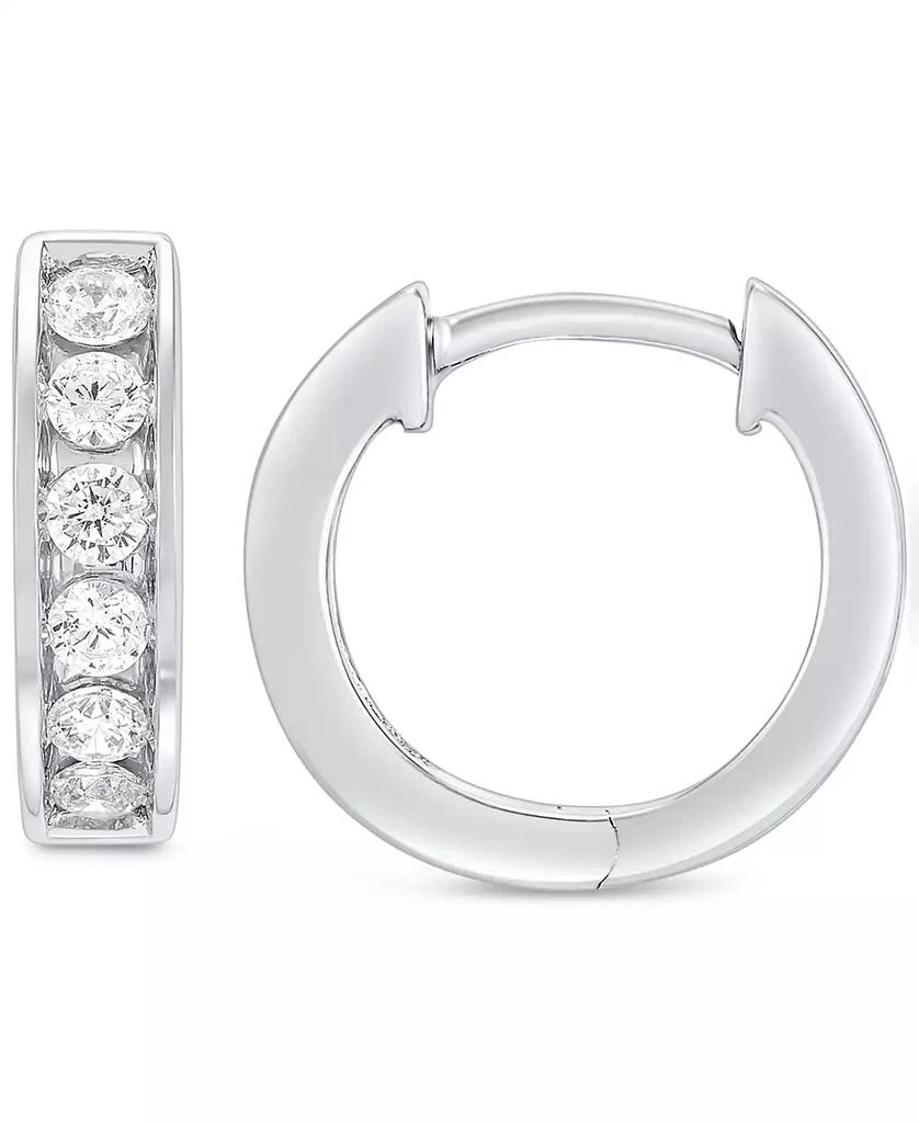 Grown With Love Men's Lab Grown Diamond Small Huggie Hoop Earrings (1/2 ct. t.w.) in 10 White Gold, 1/2" 1