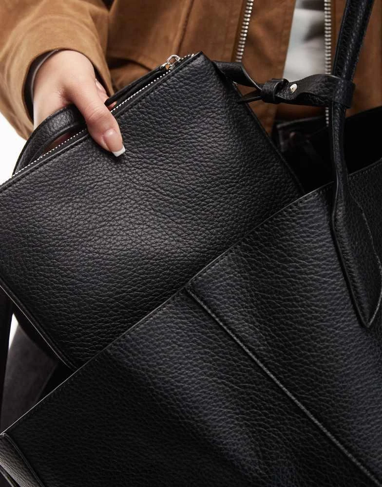 ASOS ASOS DESIGN textured tote bag with pinched corners in black 2