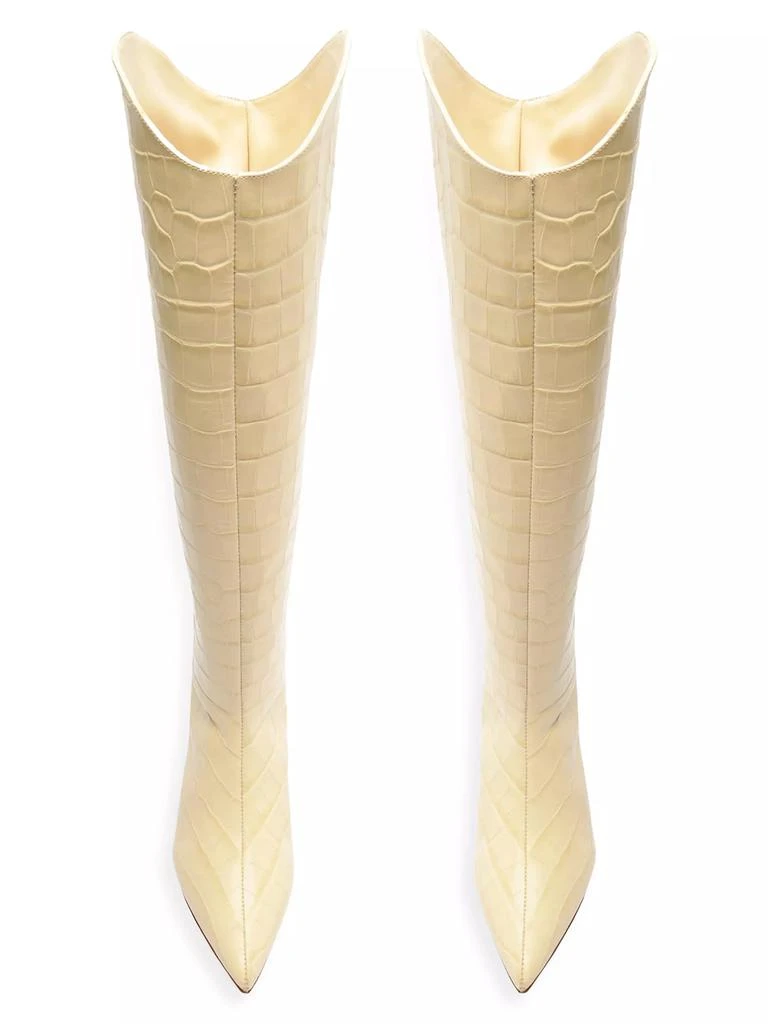Schutz Maryana 50MM Crocodile-Embossed Leather Wide-Calf Boots 10