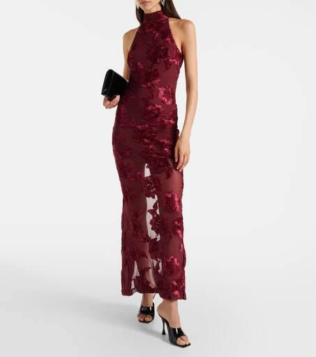 ROTATE Birger Christensen Embroidered halterneck gown 2