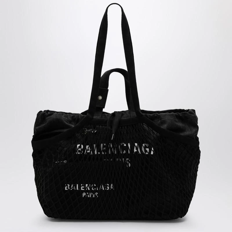 Balenciaga Medium 24/7 tote bag in washed black cotton with mesh 1