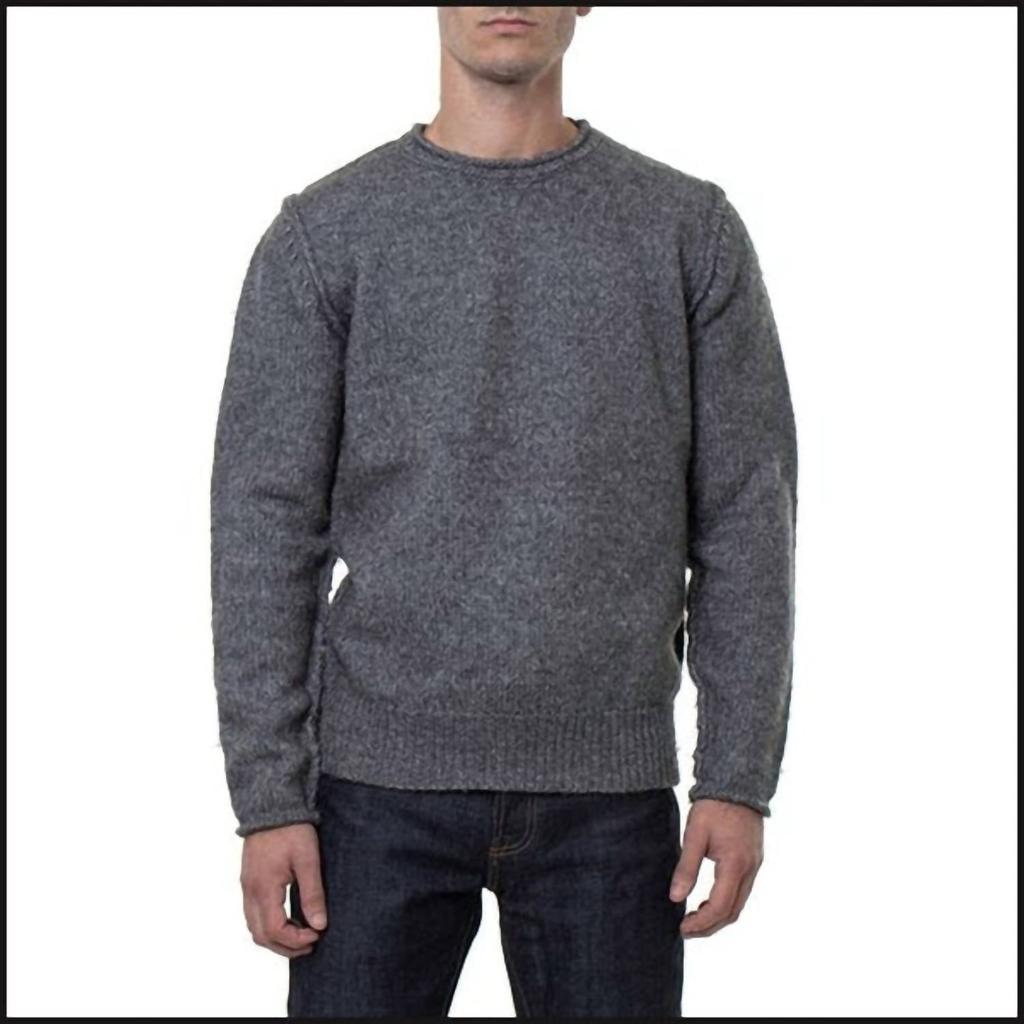 Schott Rolled Edge Crewneck Sweater In Charcoal