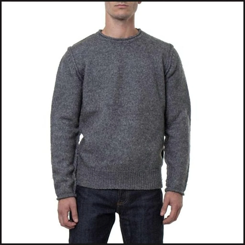 Schott Rolled Edge Crewneck Sweater In Charcoal 1