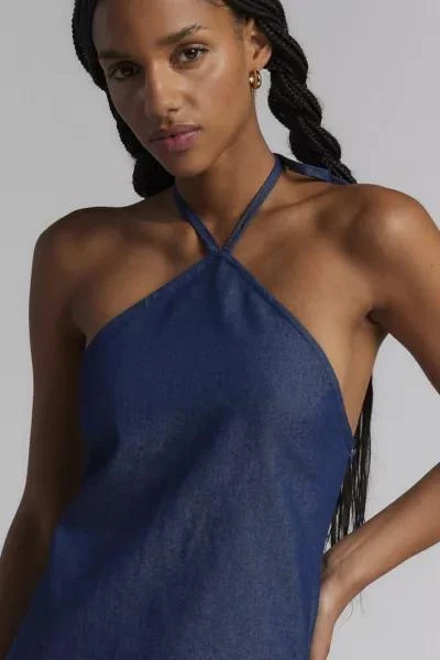 Motel Motel Belinda Denim Y-Neck Halter Mini Dress 5