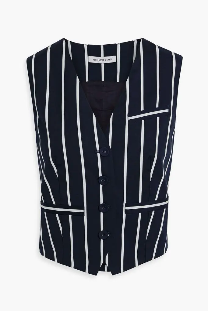 VERONICA BEARD Bennet striped cotton-blend vest