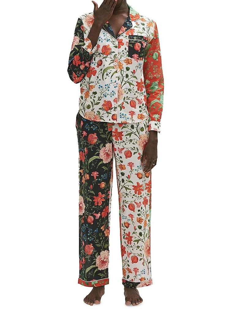 Desmond & Dempsey 2-Piece Colorblocked Floral Cotton Pajama Set 2