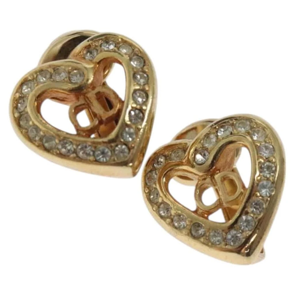 Dior Cd Heart Clip-On Earrings Metal And Crystals Metal Earrings Jewelry (Pre-Owned)