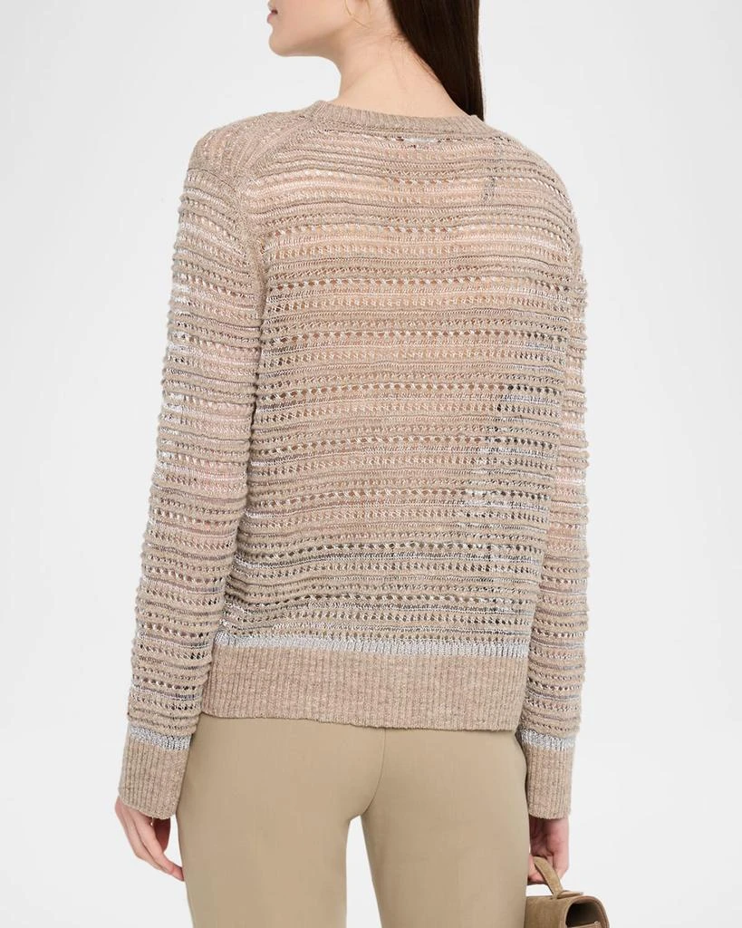 Lafayette 148 New York Crewneck Textured Lace & Ottoman Stitch Sweater 3