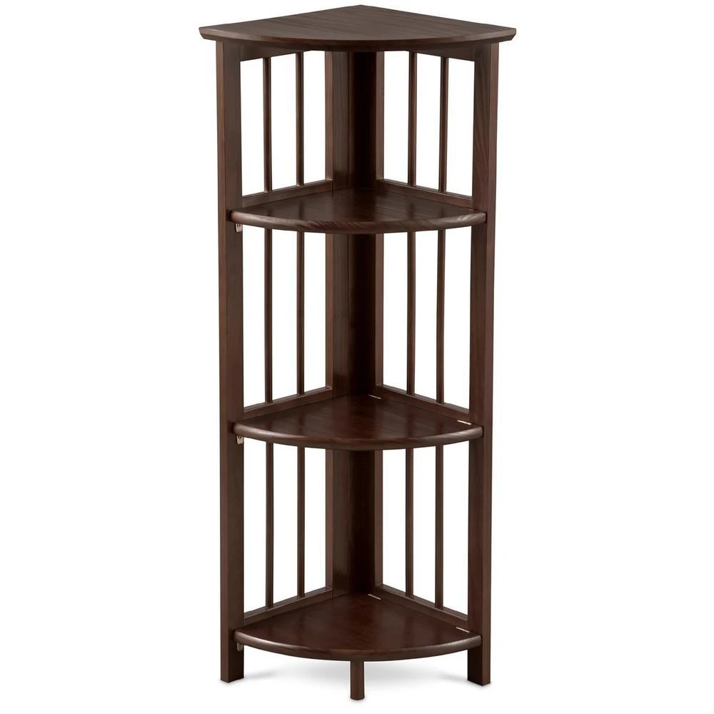 Casual Home 4-Shelf Corner Folding Bookcase - Truffle Brown 1