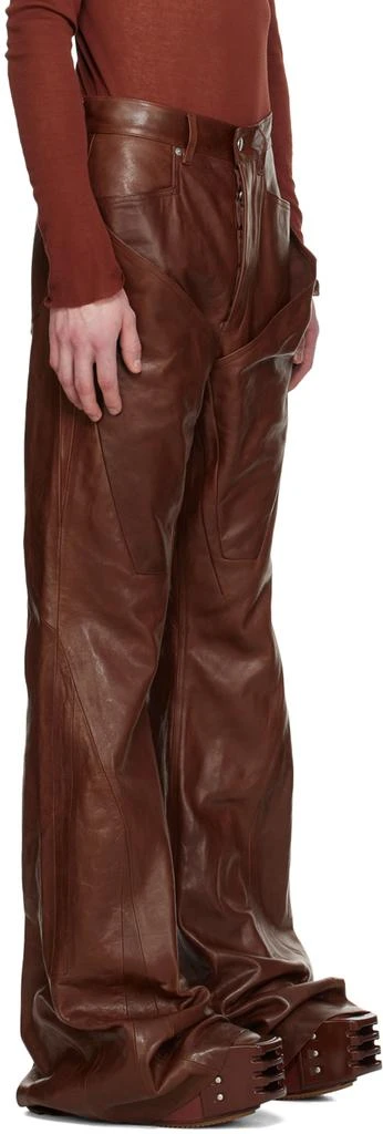 Rick Owens Burgundy Slivered Leather Pants 2