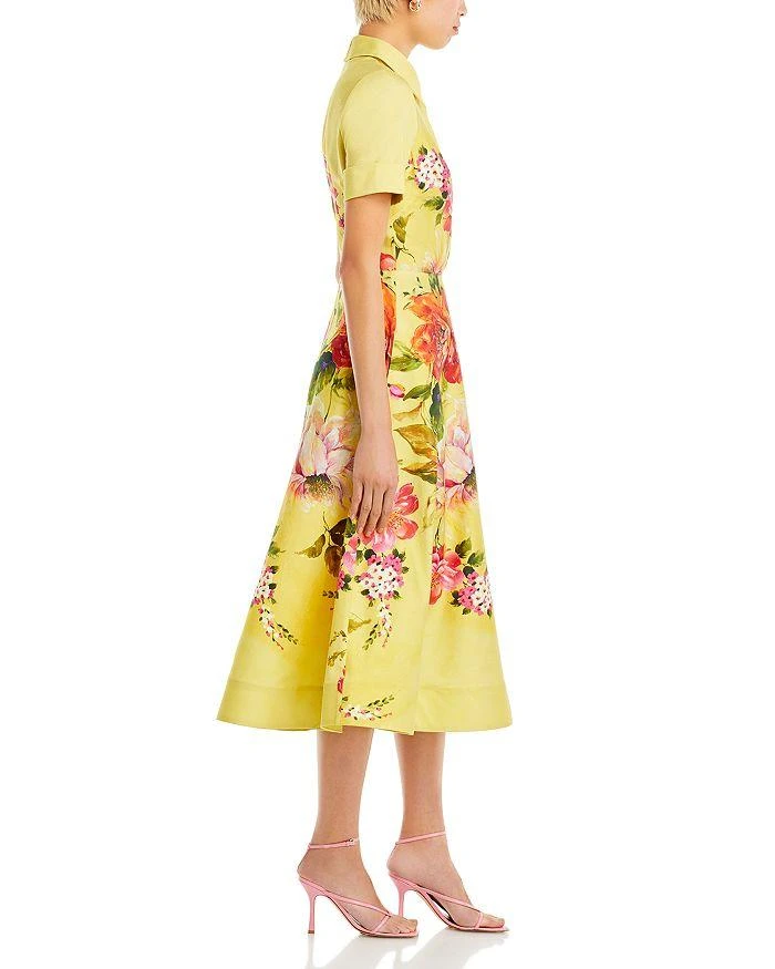 Teri Jon Bold Floral Print Shirt Midi Dress 6