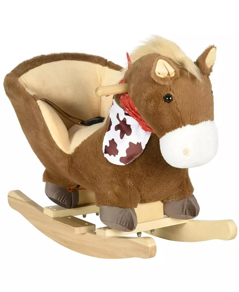 Qaba Baby Rocking Horse, Plush Animal Rocker w/ Realistic Sound, Pedals 2