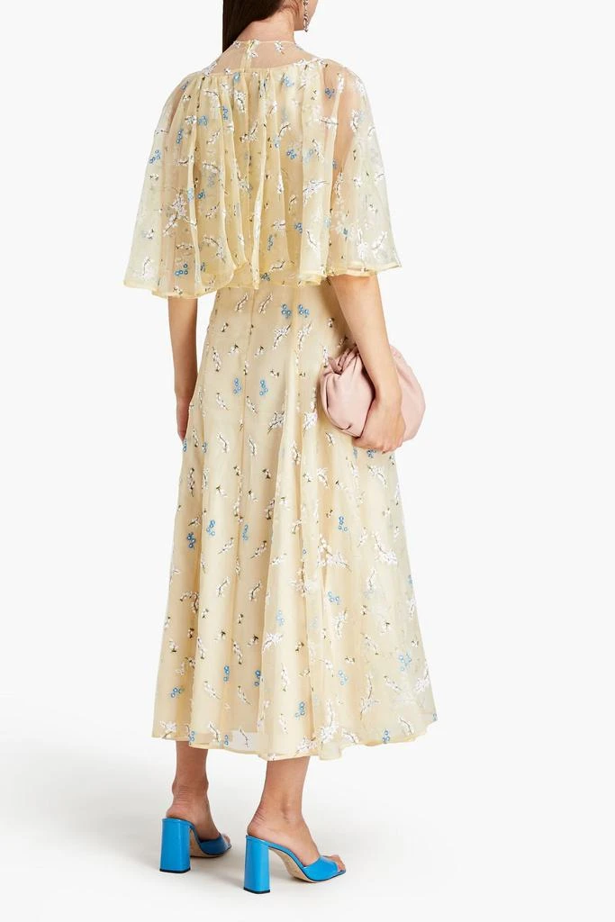 Erdem Alice cape-effect embroidered organza midi dress 3