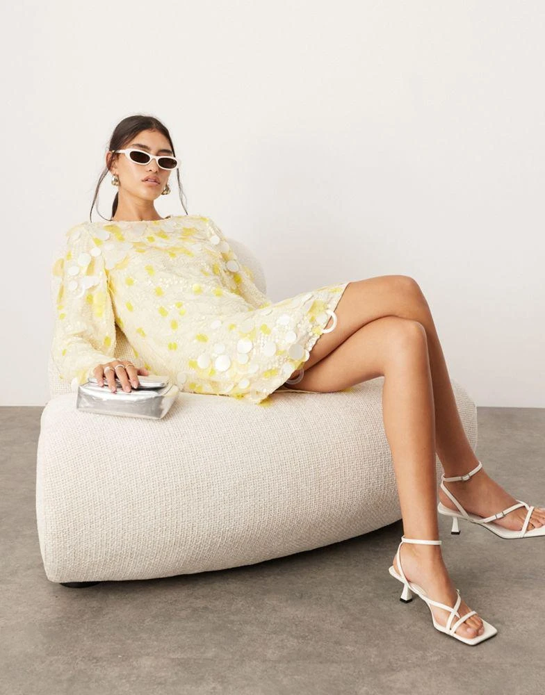 ASOS ASOS EDITION stacked multi sequin loose fit mini dress in yellow 1
