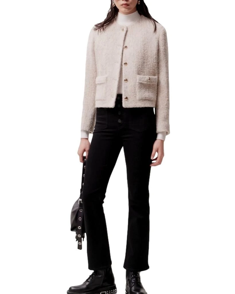 Maje Passion Button Fly Flare Jeans in Black 6