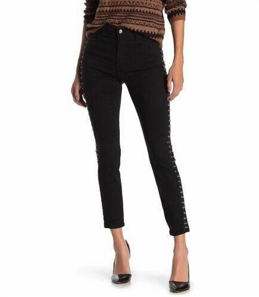Joe's Jeans Charlie Studded High Rise Skinny Ankle Jeans In Black 4