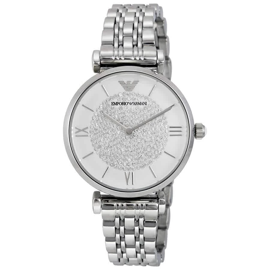 Emporio Armani Armani White Crystal Pave Dial Stainless Steel Ladies Watch AR1925 1