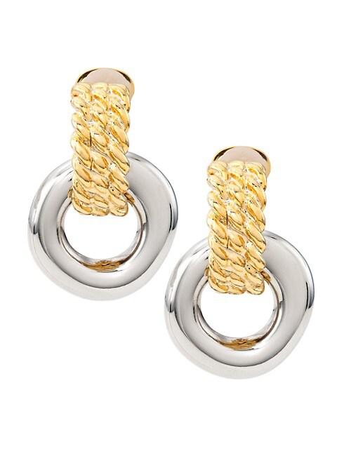 Kenneth Jay Lane Two-Tone Rhodium-Plated & 22K Gold-Plated Doorknocker Earrings