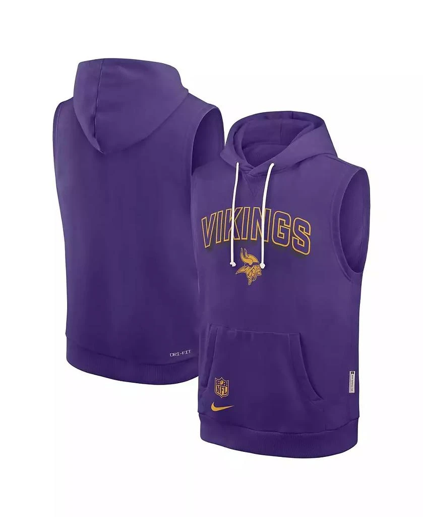 NIKE Men's Purple Minnesota Vikings Sideline Performance Sleeveless Pullover Hoodie 1