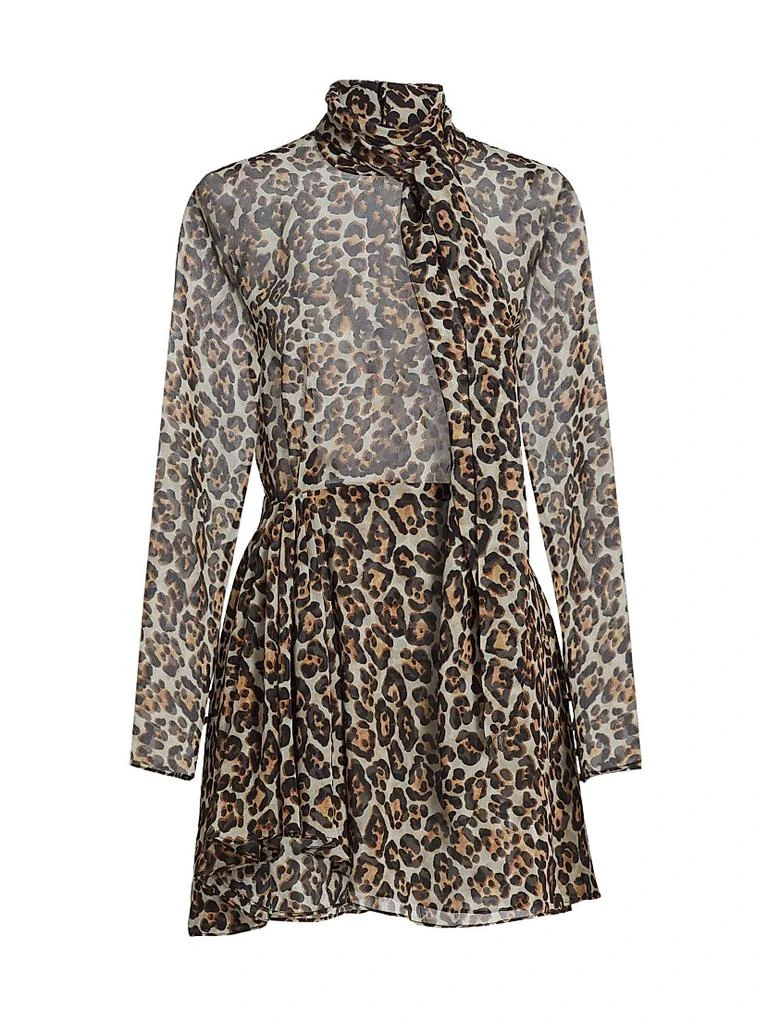 Ronny Kobo Carlotta Leopard Tieneck Minidress 1