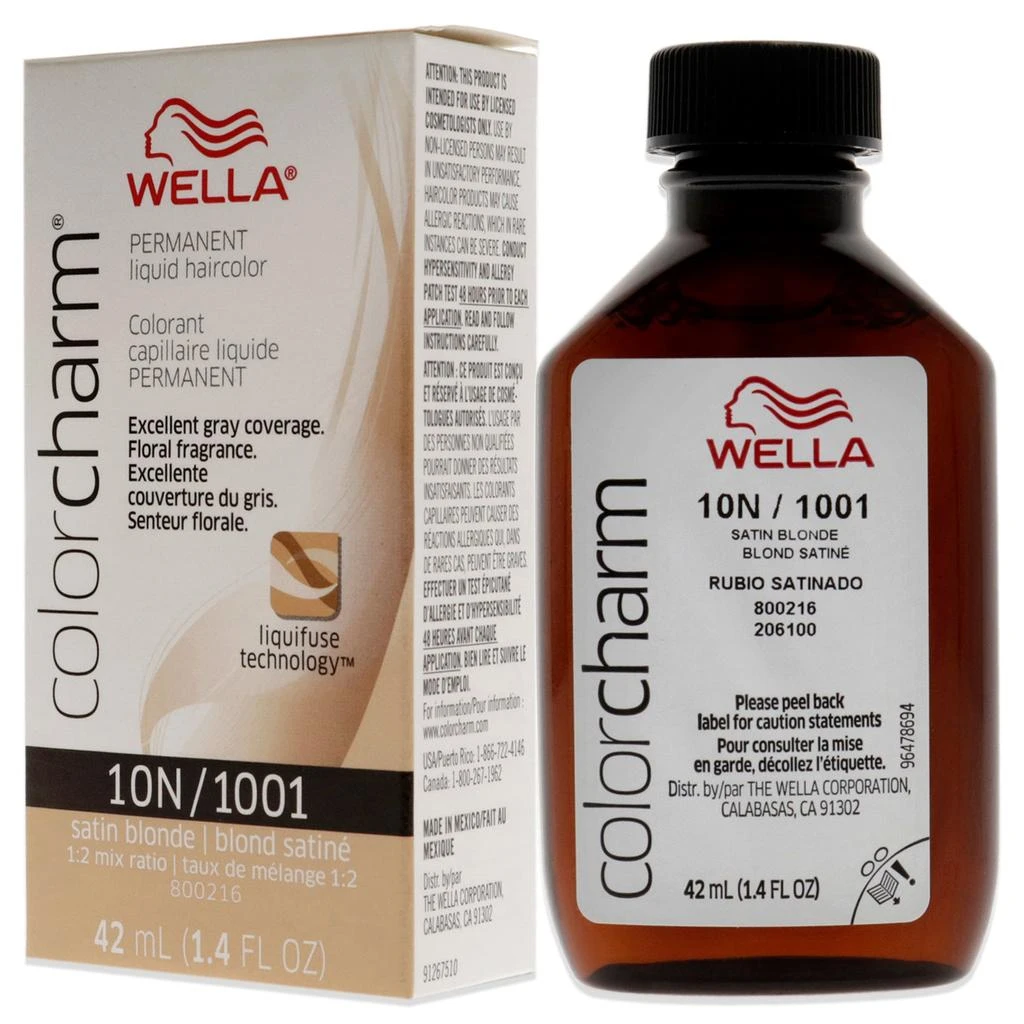 Wella Color Charm Permanent Liquid Haircolor - 1001 10N Satin Blonde by  for Unisex - 1.4 oz Hair Color 4