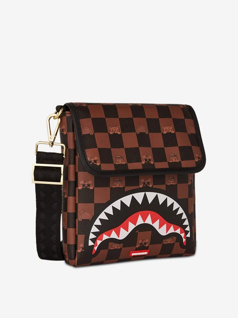 SprayGround Kids Peeking Character Check Messenger Sling Bag in Brown (25.5cm) 3