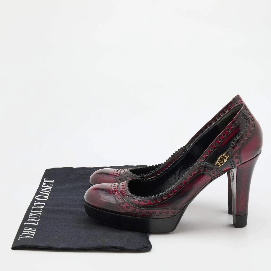 Gucci Gucci Black/Red Two-Tone Brogue Leather Platform Pumps Size 40.5 9