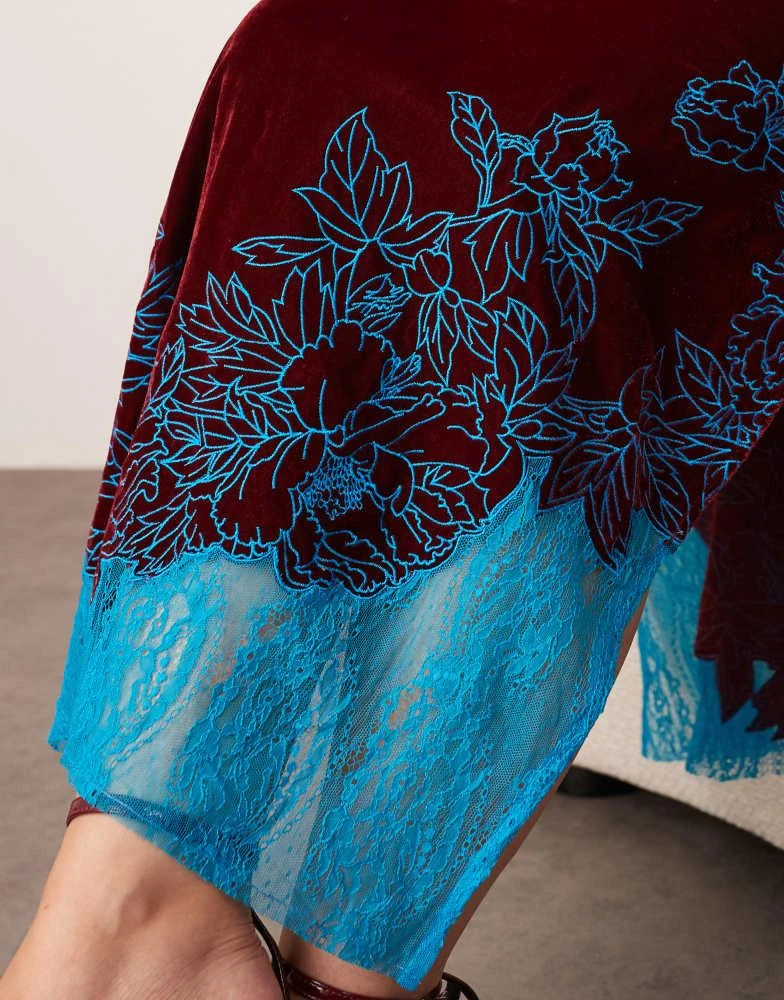 ASOS ASOS EDITION Curve velvet lace applique embroidered column midi dress  in burgundy - Dresses & Skirts - Compare Prices from 5+ Stores - Free  Shipping
